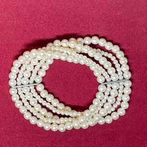Vintage 5 Strand Faux Pearl Bracelet - Off White